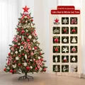 Sapin de Noël lumineux 1,8m rouge et blanc avec 96 ornements et nœuds à carreaux - Kit Sapin 1,8m Noeud Rouge et Blanc (Avec Lumières Sans Clôture)