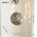 Bola de Navidad oro champán con purpurina y lentejuelas, tamaño de 8 cm de diámetro - Bola de Lentejuelas con Purpurina y Ondas (ABB238-4)