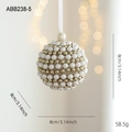 Bola de Navidad de 8 cm color champán con perlas y purpurina dorada brillante - Bola de Microcuentas Oro Perlado (ABB238-5)
