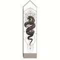 Detailed view of snake wall hanging with black serpent and geometric circle patterns - Mandala Coiled Snake (Style-4) / 32.5x130cm
