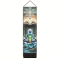 Vertical meditation tapestry with chakra mandala, cobra and black tassels for wall decor - 32.5x130cm / Seven Chakras Meditation Pose (Style-1)