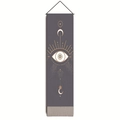 Eyes moon series wall tapestry with gold mystical celestial patterns and grey tassels - 32.5x130cm / Mystical Eye Moon (Purple)