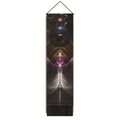 Detailed shot of vertical meditation tapestry featuring cosmic prints and black tassels - 32.5x130cm / Sci-fi Cosmic Stairway (Style-3)