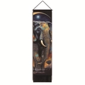 Tenture murale verticale motif éléphant avec ciel étoilé et glands décoratifs noirs - Éléphant Ciel Étoilé (Style 2) / 32.5x130cm