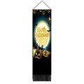 Bannière murale d'Halloween avec citrouille lumineuse, chauves-souris et pompons - 32.5x130cm / Style 1-Citrouille Lune Chauve-souris