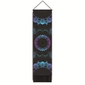 Arazzo da parete verticale con mandala blu viola e nappe decorative nere di design - 32.5x130cm / Mandala Sfumato Blu Viola (Stile-1)