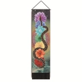 Boheems wandtapijt met kleurrijke slang en regenboogbloemen op een sterrenhemel - 32.5x130cm / Sterrenhemel Regenboog Slang