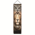 Detailed tapestry with owl, lion, and snake totem print and black hanging tassels - Lion and Owl Combination Style 3 / 32.5x130cm