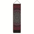 Arazzo mandala verticale con sfumatura viola e dettagli di frange nere decorative - 32.5x130cm / Mandala Simmetrico Magenta Scuro (Stile-3)