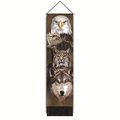 Detailed tapestry showing eagle, lynx and wolf realistic portraits with black tassels - Eagle and Lynx Combination Style 4 / 32.5x130cm