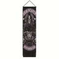 Detail van het Grim Reaper wandtapijt met raafontwerp en decoratieve zwarte kwastjes - 32.5x130cm / Grim Reaper Motor Club Stijl (Patroon-1)