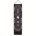 Detail van gotisch wandtapijt met memento mori tekst en zwarte kwastjes onderaan - 32.5x130cm / Memento Mori Zandloper Stijl (Patroon-2)