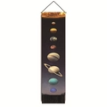 Tapisserie murale verticale système solaire avec planètes, barre noire et glands - 32.5x130cm / Planètes du Système Solaire (Style-1)