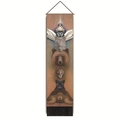 Vertical animal totem tapestry featuring falcon, owl, bear and lion with black tassels - 32.5x130cm / Style-5 Spiritual Totem (Falcon/Dolphin/Lion/Bear)