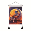 Space astronaut wall tapestry with wooden rod and black tassels for living room decor - 35x50cm / Style 1