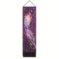 Wall hanging tapestry with colorful feather design on purple galaxy background and tassels - 32.5x130cm / Deep Purple Starry Sky Colorful Feather (Style-1)