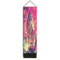 Detailed mandala feather wall tapestry with vibrant galaxy colors and black tassels decor - 32.5x130cm / Colorful Starry Sky Mandala Feather (Style-5)