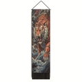 Tenture murale tigre japonais Ukiyo-e avec pompons noirs pour la décoration murale - 32.5x130cm / Tigre Rugissant (Style-1)