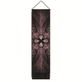 Zwart wandtapijt met paars fractaal patroon en details met lange franjes - 32.5x130cm / Stijl 2 (Roze Paars Fractaal)