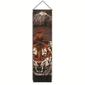 Detail of Japanese samurai and tiger scroll with bottom tassels and hanging rod - 32.5x130cm / Fighting Tiger and Samurai Scroll (Style-4)