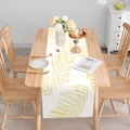 Camino de mesa blanco moderno con estampado de hojas de palma doradas para decoración - Hoja de Palma Dorada (Patrón 1)