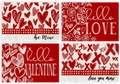 Lot de quatre sets de table de la Saint-Valentin en lin avec motifs de cœurs - Style Fleurs Cœur Lettre