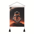 Sci-fi astronaut tapestry with wooden hanger and black tassels for wall decoration - Style 5