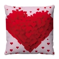 Detail showing plush red heart pattern on square cushion cover for Valentine's home decor - 3D Heart Matrix (2)