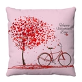 Valentine's Day plush pillow cover featuring a red heart tree and vintage bicycle design - Romantic Heart Tree Bicycle (3)