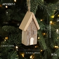 Creative wooden Christmas house pendant with white finish and jute rope for tree decor - Wooden Christmas House Model A