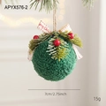 Green plush Christmas ball ornament with pine needles and Merry Christmas ribbon - Green Plush Ball