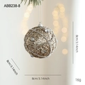Champagne gold 8cm Christmas ball with glitter and pearls for holiday tree decoration - Pearl Beaded Glitter Ball (ABB238-8)