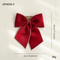 Fiocco natalizio in velluto rosso con bordo dorato per albero, decorazione da 30 cm - Medio (30x25cm) / Borgogna