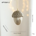 Champagne gold acorn Christmas ornament with glitter finish and hanging string, 9cm size - Glitter Pearl Pinecone Hanging (APYX541-2)