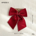 Grande fiocco di Natale in velluto rosso con bordi dorati per albero di Natale - Grande (35x30cm) / Borgogna