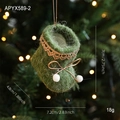 Stivale di Natale in feltro verde con pizzo dorato e fiocco appeso all'albero - Stivali verdi
