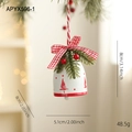 Weiße Weihnachtsglocke mit rotem Baum-Muster, Karo-Schleife und Beeren Anhänger - Weiß
