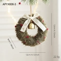Mini corona de Navidad de felpa con lazo de cinta blanca y campana dorada - Verde Hierba Con Campana