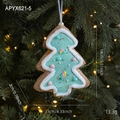 Blau-weißer Schaumstoff-Weihnachtsbaumanhänger mit Glitzer und Zuckerstangen-Deko - Weihnachtsbaum / Blau