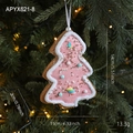 Glitzernder rosa Weihnachtsbaum-Anhänger aus Schaumstoff mit Perlen und weißem Band - Weihnachtsbaum / Rosa