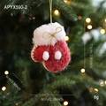 Ciondolo a guanto natalizio in feltro rosso con bordo in peluche e fiocco d'oro - Guanto Rosso
