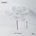 Elegante flor de pascua de tela blanca para árbol de Navidad con purpurina y cuentas - Blanco