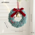 Mini plush Christmas wreath with red velvet bow and golden bell decoration - Green With Bell