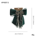 Green velvet Christmas bow with silver trim and size specs, 32x25cm festive decoration - Medium Green Bow