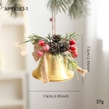 Golden metal Christmas bell with pine cones, red berries and rustic burlap bow decor - Golden Bell