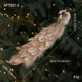 Sparkling champagne glitter peacock ornament with faux feathers for Christmas tree decor - Champagne