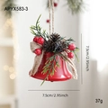 Red metal Christmas bell with pine cones, red berries and jute bow hanging ornament - Red Bell