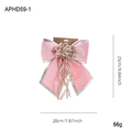 Pink fabric Christmas bow ornament with silver edges and sparkling tassels 25x20cm - Small Pink Bow