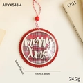 Decorazione natalizia in legno con scritta Merry Xmas e motivo a quadri rossi - Stile Lettera Merry Xmas (APYX548-4)