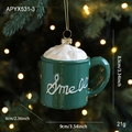 Green coffee mug Christmas tree ornament with white cream top and Smell typography - Mug Cup Style (APYX531-3)